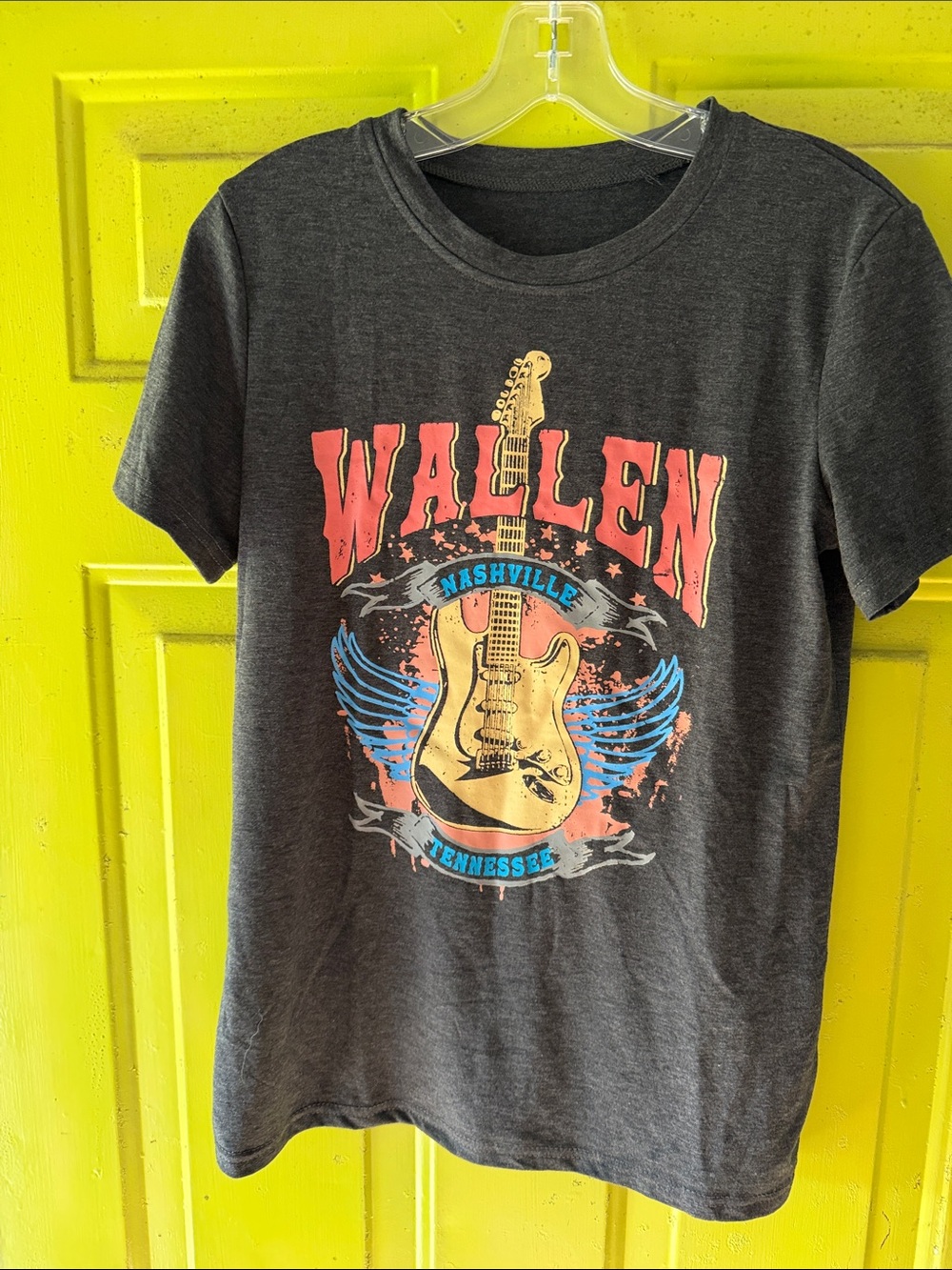🇺🇸Wallen Nashville Graphic Tee - Charcoal with Coral & Blue